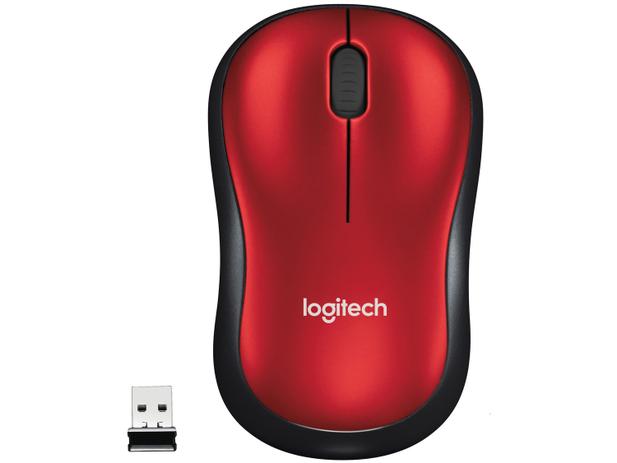 Mouse sem Fio Logitech Óptico 1000DPI 3 Botões – M185 Vermelho