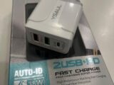 Carregador para Celular 38W – 3 portas – 2 USBA e 1 USBC
