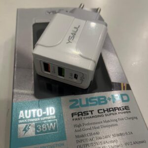 Carregador para Celular 38W - 3 portas - 2 USBA e 1 USBC